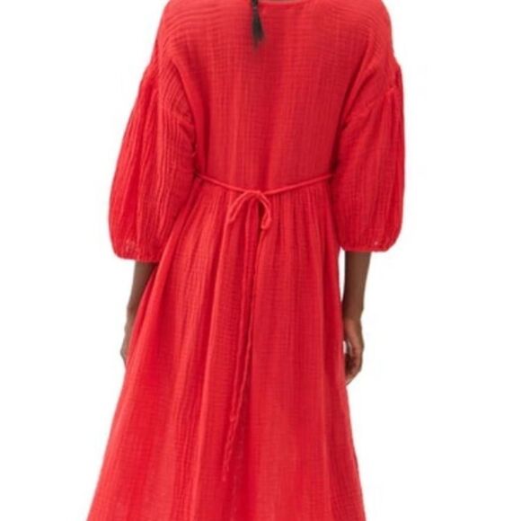 NEW Michael Stars 100% Cotton Gauze Muslin Isabella Midi Dress Salsa Red XS - Picture 8 of 8